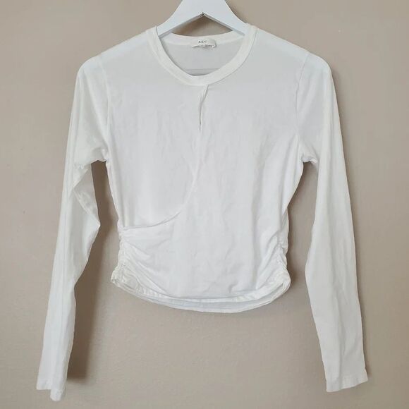 A.L.C. Jordan Faux Wrap Cotton White Long Sleeve Tee Size Small - Picture 5 of 10